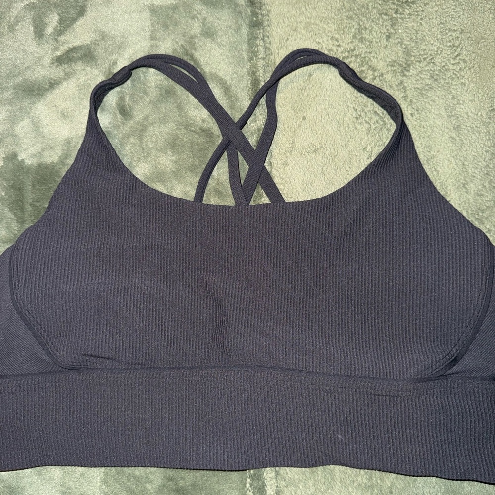 Lululemon Energy Longline Black Ribbed Sports Bra